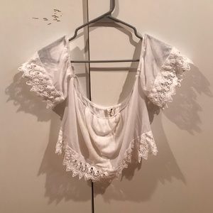 White Crop Top Blouse